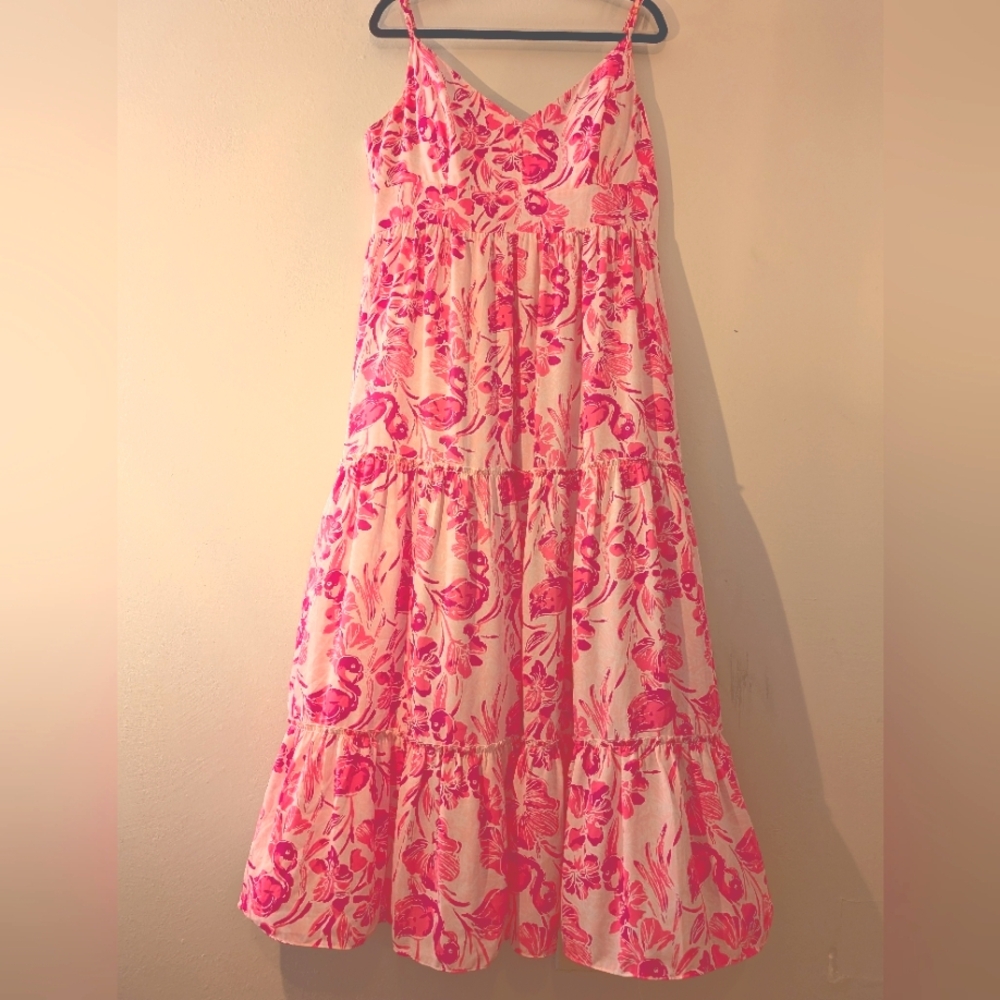 NWT Lilly Pulitzer Melody maxi dress in coral reef flamingle size 14